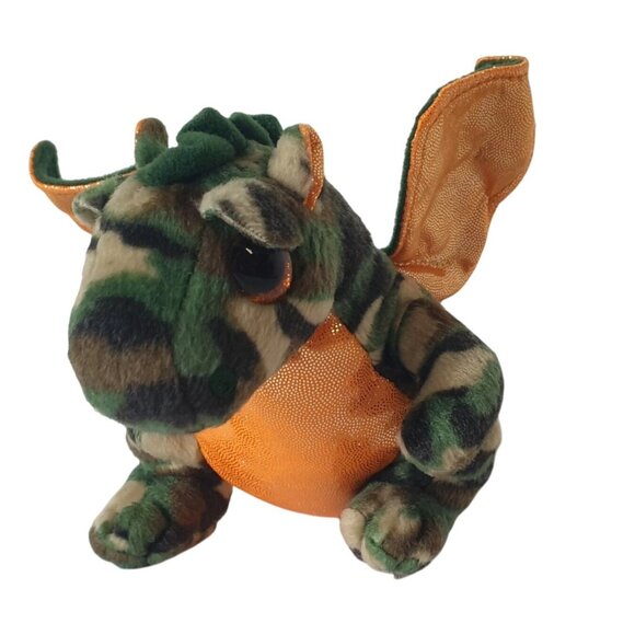 Ty Beanie Babies Raxor Dragon 9" Plush Camouflage Retired Orange Stuffed Animal - Picture 5 of 9